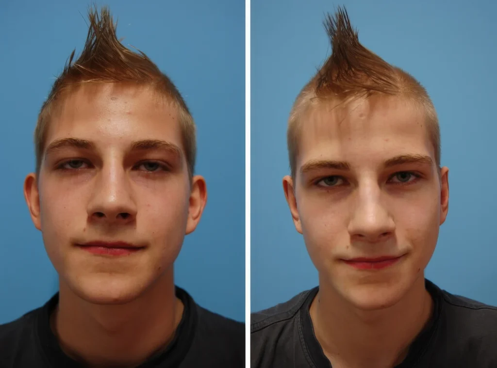 Ohrenkorrektur Vorher - Nachher / Mit zusätzlicher Verkleinerung des Ohrgrübchens